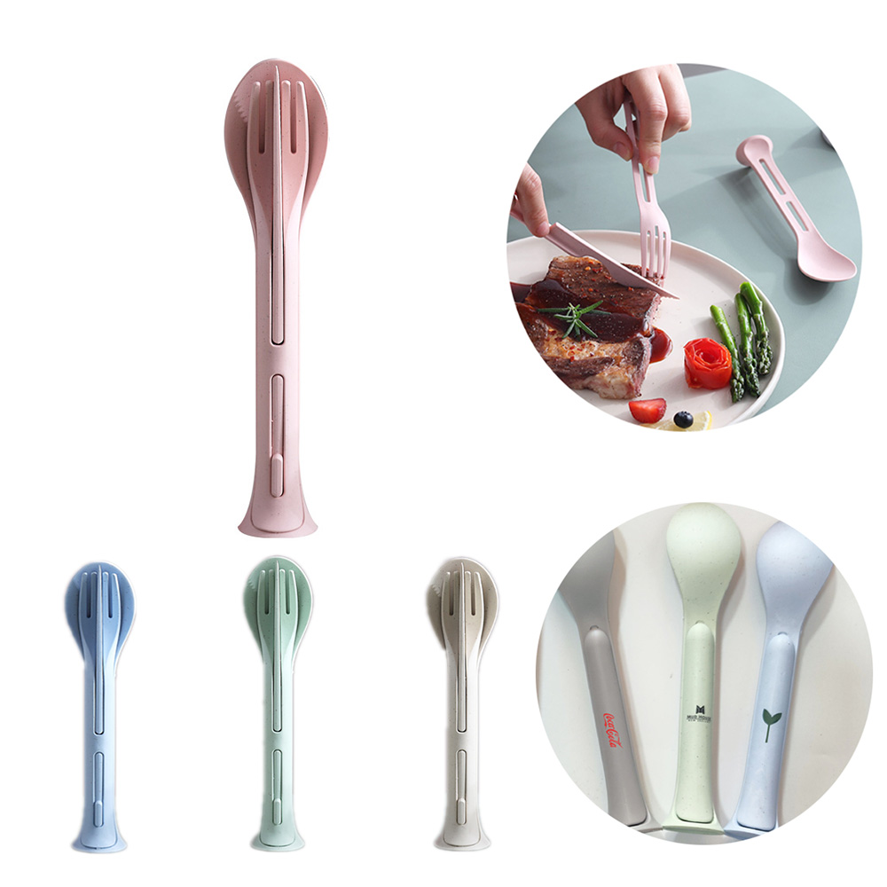 Eco-Friendly 3-in-1 Wheat Straw Cutlery Set