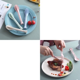 Eco-Friendly 3-in-1 Wheat Straw Cutlery Set